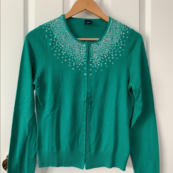 GAP Sweaters - NWOT Vintage Gap Jade Sequin Cardigan Sweater
